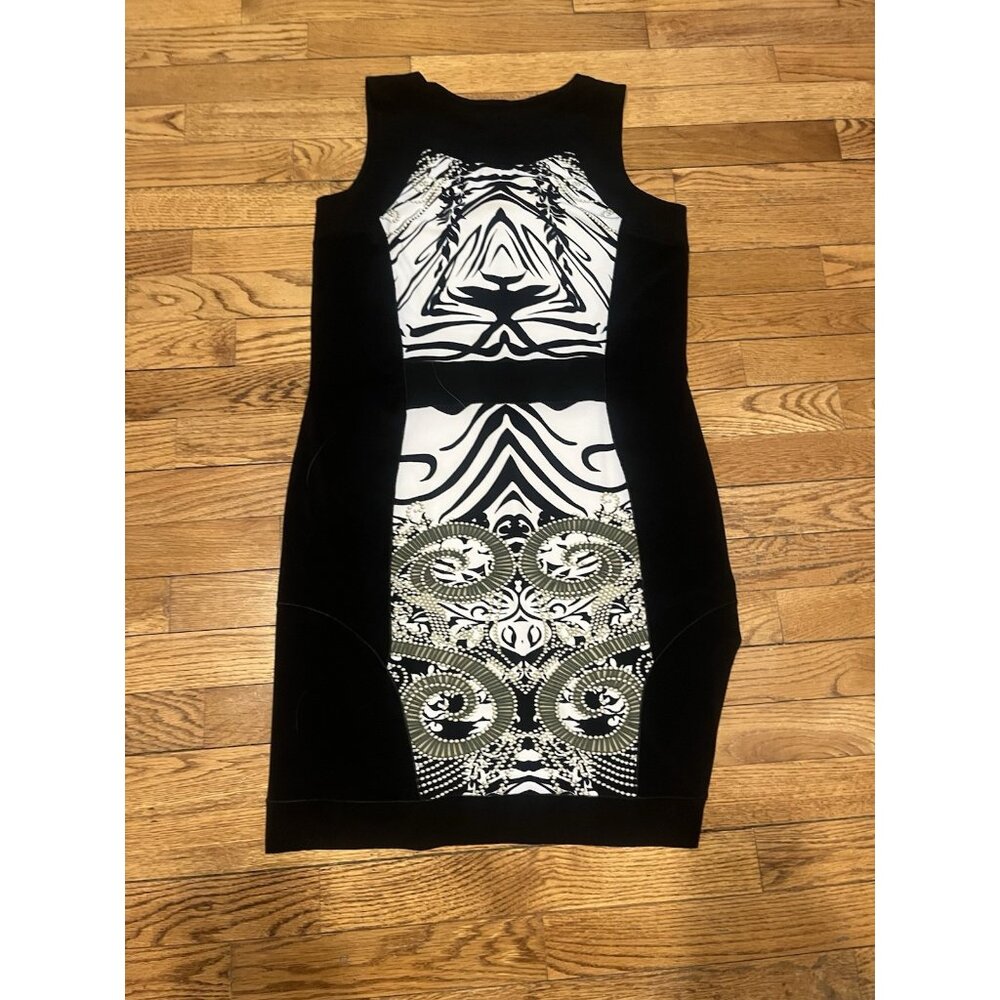 Eva Varro International Grommet Dress Sleeveless Black/White Print Woman L NWOT